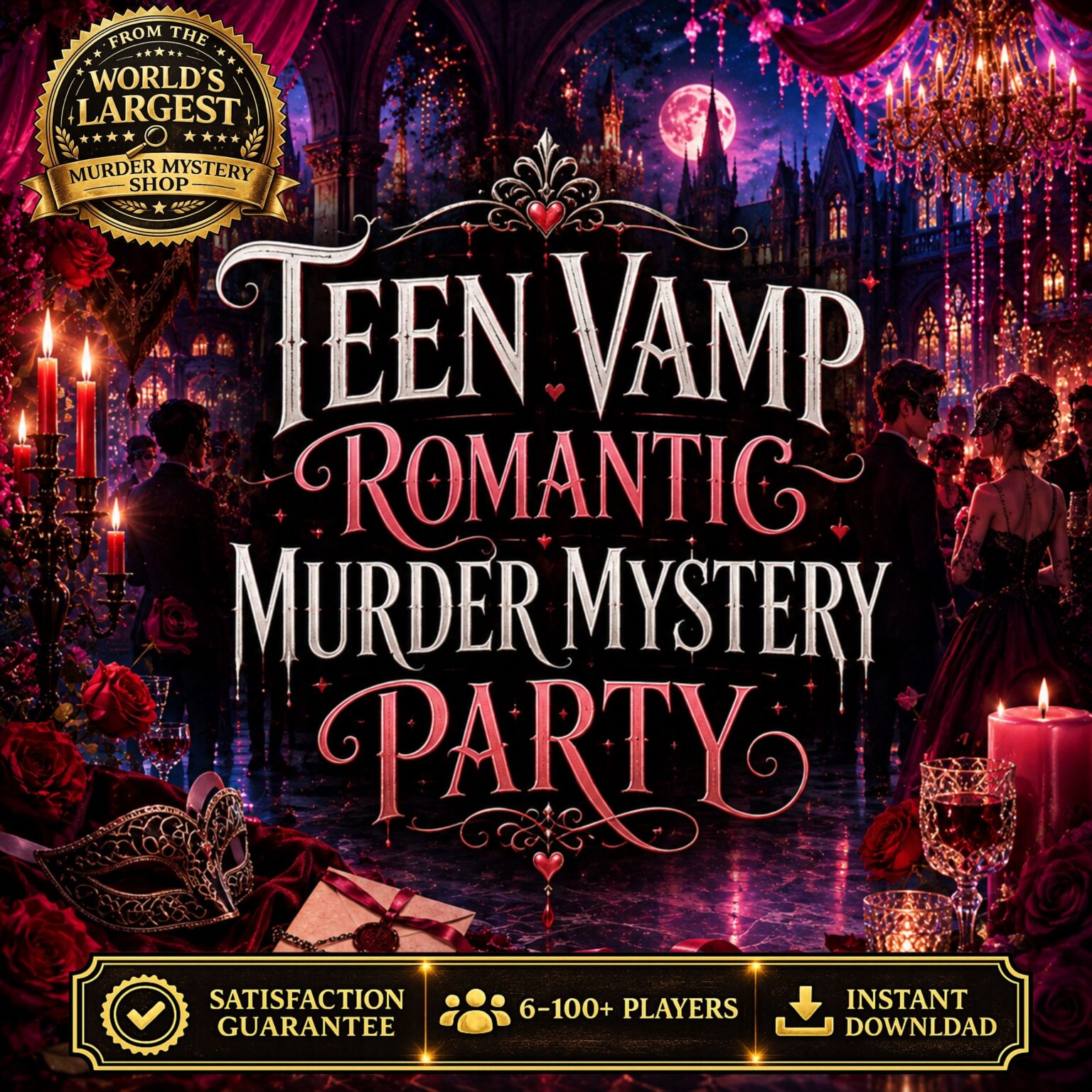 Teen Halloween Party Game, Printable Vampire Mystery for Birthdays and Sleepovers, Ages 11+, 6 to 100+ Players
